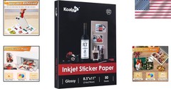 50 Sheets White Glossy Photo Sticker Paper for Inkjet Printers – 8.5×11 Size