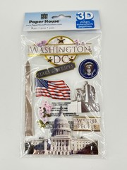 Paper House Stars & Stripes 3D Stickers 9 Pcs Washington DC