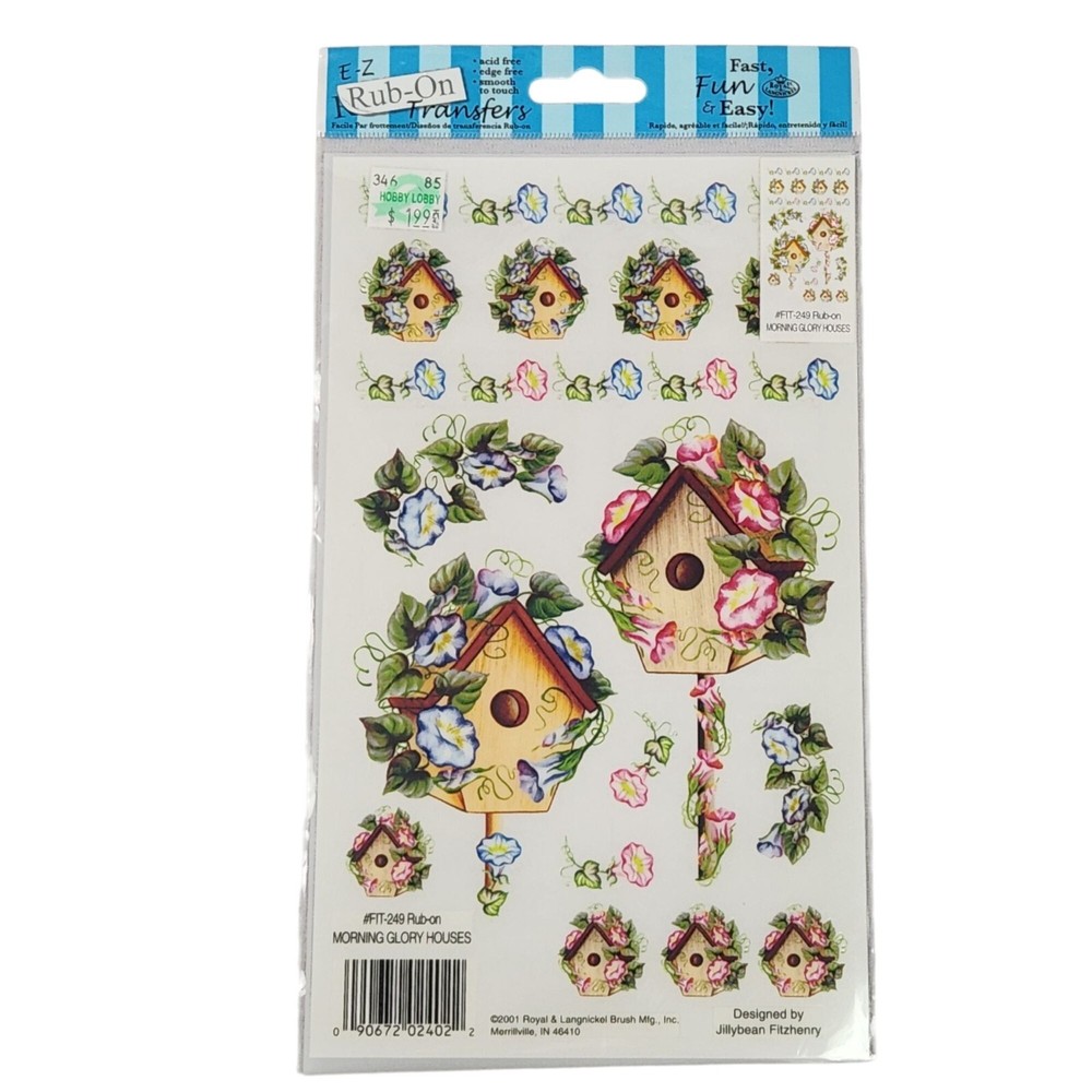 Morning Glory Houses Rub-On Transfers #FIT-249 By Royal & Langnickel 2001