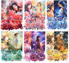 90Pcs Floral PET Stickers, Fantasy Holographic Stickers for Scrapbooking, DIY Cr