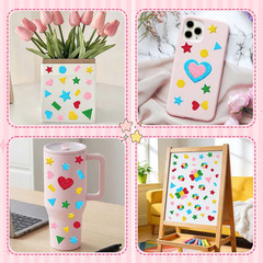625Pc Glitter Foam Stickers Heart Star Circles Shape Sticker (5,Colorful) | Self