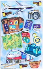 Punch Studio, Travel Stickers, Layered Cardstock, Airplane, Train, 35mm Camera