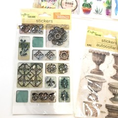 Crafters Square Sticker LOT Butterflies Boho Owls Hummingbird Cactus Tropical