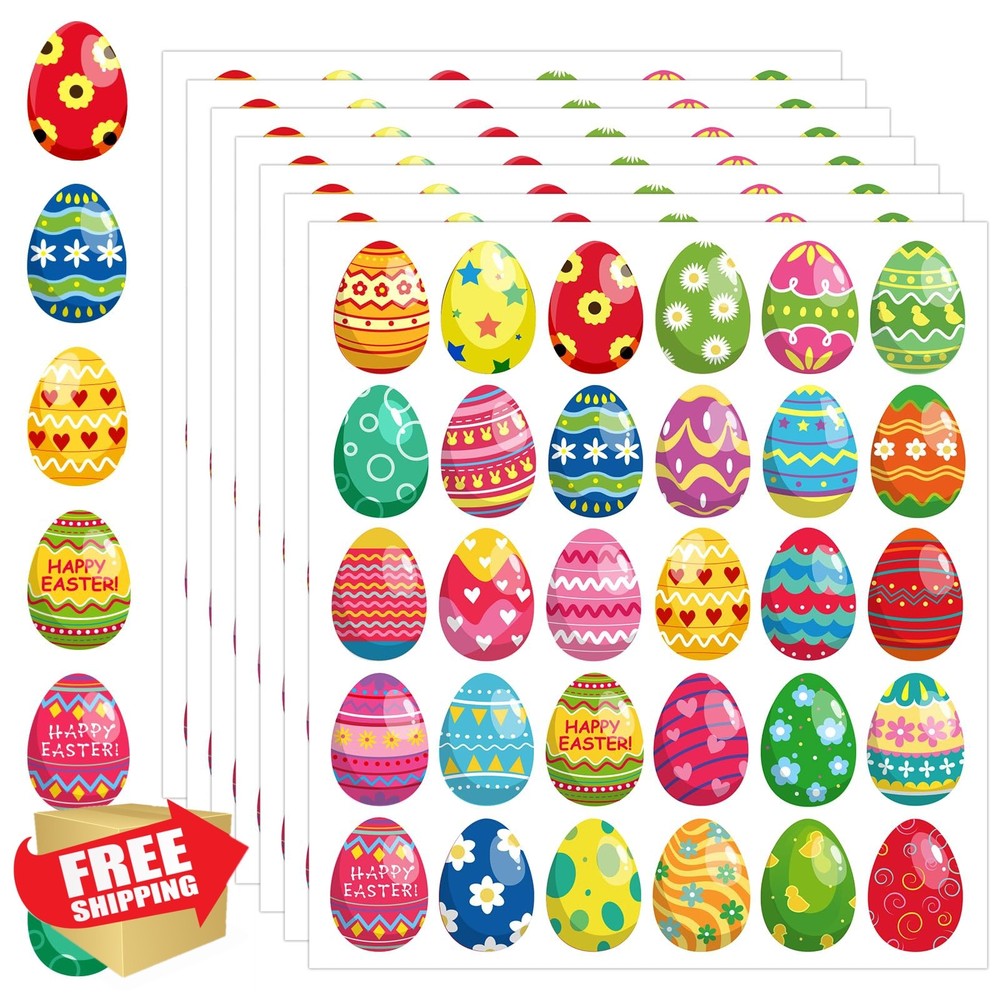 JULMELON 480 Easter Egg Stickers Bulk