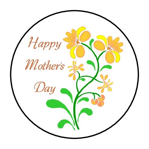 30 Happy Mother’s Day Envelope Seals Labels Stickers 1.5″ Round Yellow Flowers