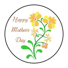30 Happy Mother’s Day Envelope Seals Labels Stickers 1.5″ Round Yellow Flowers