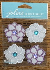 RARE Jolees Christmas Felt Flowers Glittered W/ Gems Wedding Scrapbook Stickers