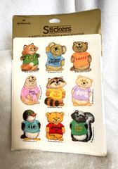 New Sealed 1980 Hallmark Shirt Tales Koala Penguin Walrus Beaver Tiger Stickers