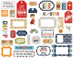 1 Pack Echo Park Paper ALL BOY Frames & Tags Die-Cut Ephemera