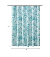 Green Printed, Ribbed Textured Shower 72″W x 72″L (Pack of 1) Palm Leaves