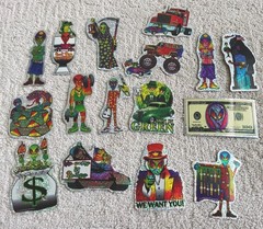 Lot of 16 Vtg 90’s Psychedelic Alien Prism Vending Machine Stickers NOS Holo