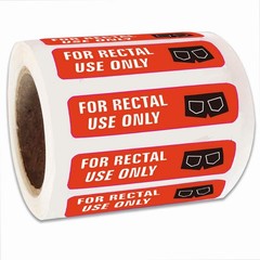 500 Colorful For Rectal Use Only Stickers 1.5 x 0.375 Durable Labels