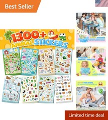 1300+ Stickers for Kids, 8 Sheets Cute Animal Stickers Bulk for Classroom Crafts