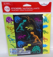 American Greetings Stickers Prehistoric Dinosaur Skeletons Bones 10 Shts 129 Pcs