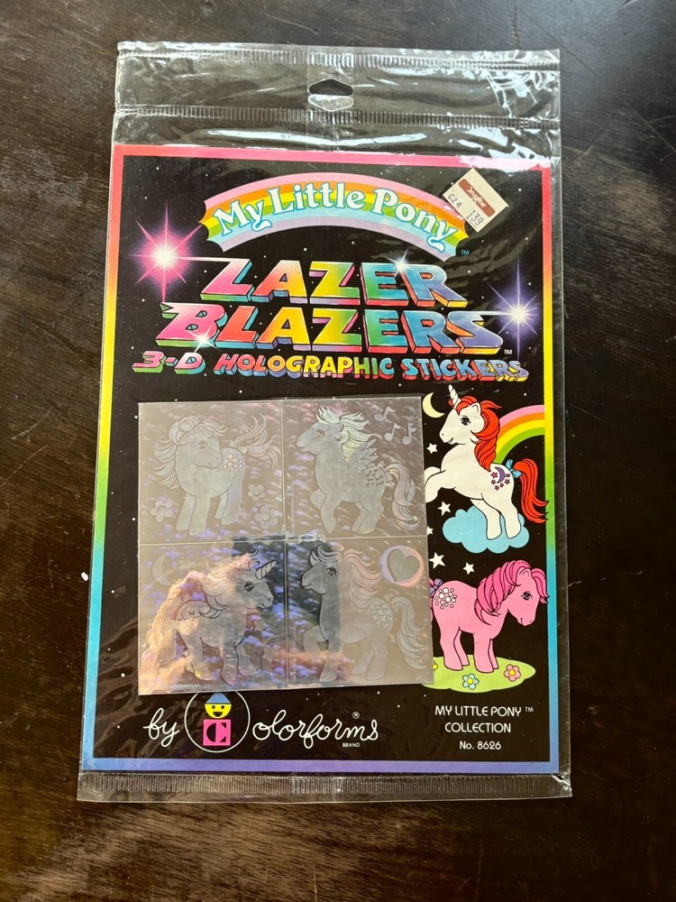 VINTAGE HASBRO LAZER BLAZERS MY LITTLE PONY 3D HOLOGRAPHIC STICKERS NEW SEALED