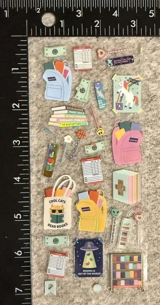 Pipsticks 1 Sticker Sheet School Library Books Backpack Book Reading Pipstickers