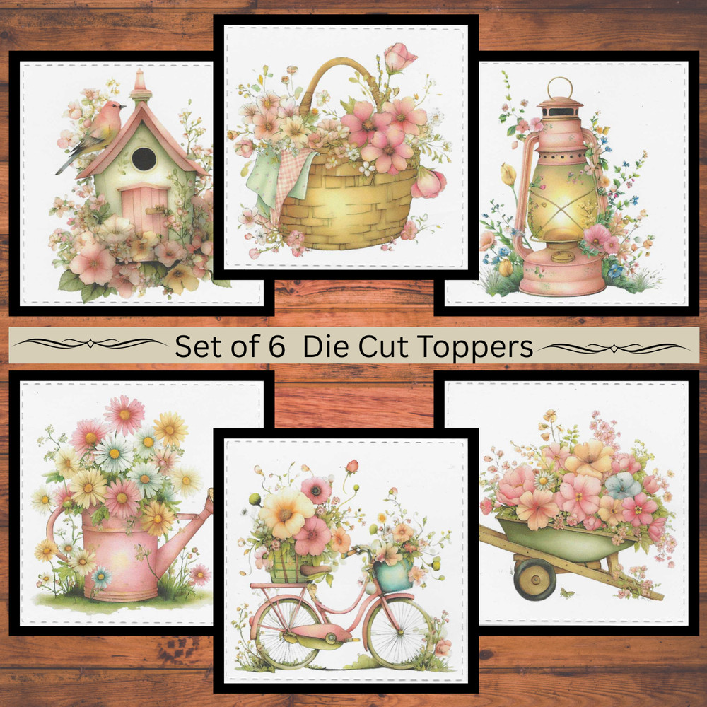 Pretty Floral Die Cut Card Toppers, Card Making Supplies, Junk Journal, Tags