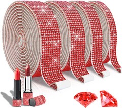 4 Pack Different Width Red 2mm Rhinestone Crystal Diamond DIY Decorative Sticker