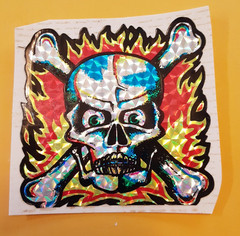 vintage 80’s prism skull & crossbones vending machine sticker *used* *damaged*