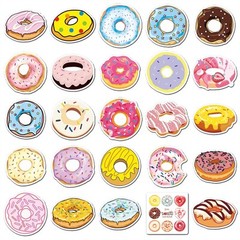 50 Pcs Donut Stickers, Colorful Cute Sweet Food Stickers Decals