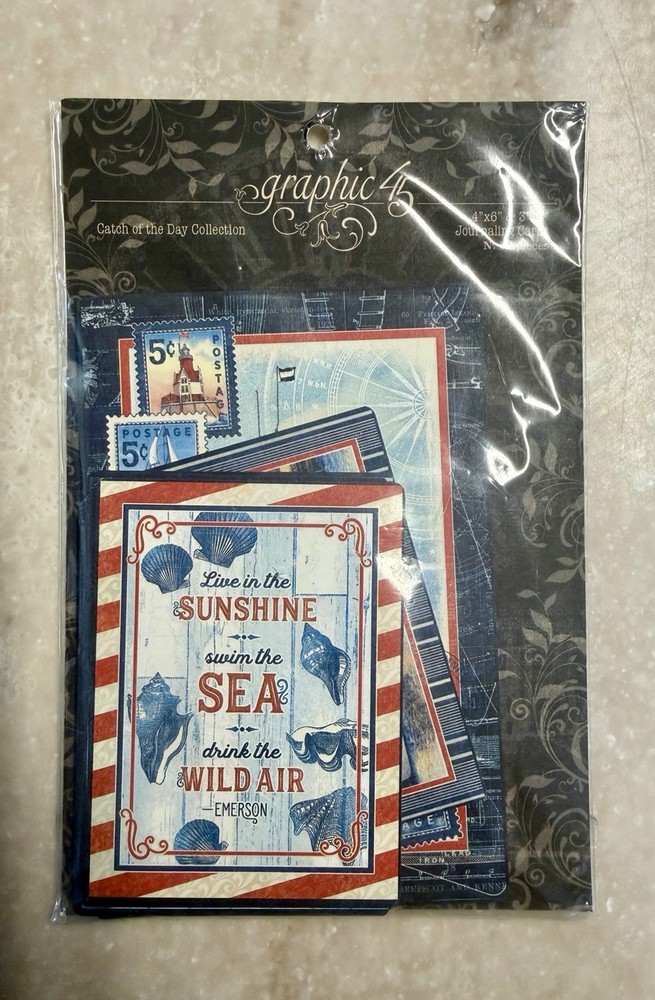 Graphic 45 *CATCH OF THE DAY* Journaling & Ephemera CARDS 2021 Beach Ocean NEW