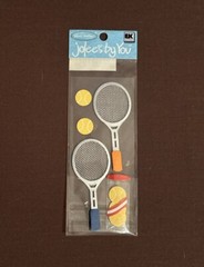 JOLEES Mini TENNIS RACQUET BALLS Play Sports Scrapbook STICKER Die Cut Craft