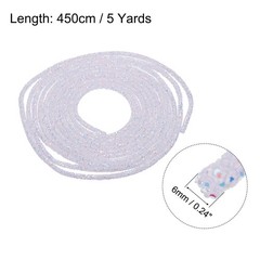 5 Yard 6mm Glitter Sequins Rope Sequins Rhinestone Cord White