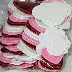 150 pc Heart Foam Stickers Scrapbooking 3D Valentine’s Glitter Asst Sizes