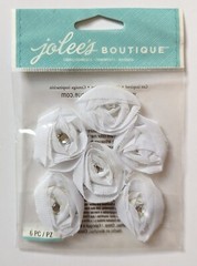 Jolee’s White Small Florals Fabric Flowers With Gems Scrapbooking Stickers