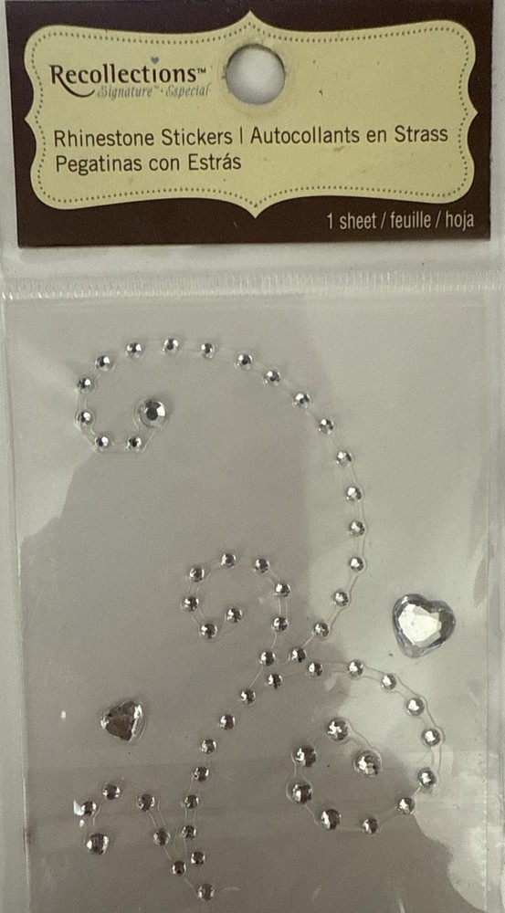 CLEAR/SILVER SWIRL Dimensional Rhinestone Stickers (3pc)Hearts Recollections•