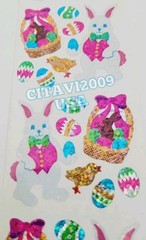 JILLSON & ROBERTS HAMBLY GLITTER STICKERS EASTER BUNNY EASTER EGG BASKET CHICKS.