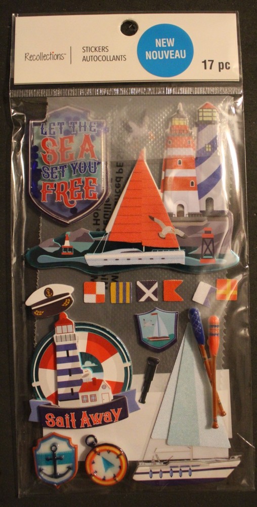 New Lighthouse Sailing Sailboat compass Scrapbooking Stickers Recollections