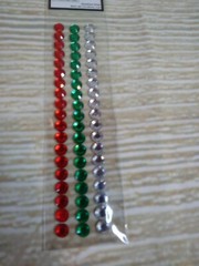 New! 3 Gemstone 6″ Strips Christmas Gems Stickers Red Silver Green 8mm Crafts