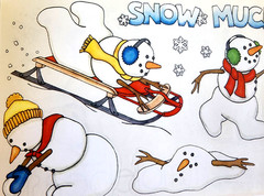 Snow Fun Clear Sticker Sheet Scrapbook Winter Sled NOS Vintage 2002 Tumblebeasts