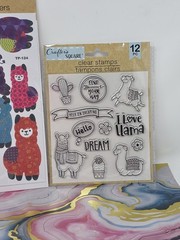 Crafters Square Llama Pop Up Stickers, Rub Ons, Iron Ons, Stamps, Lot Of 4