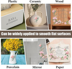 3 Sheets Pink Floral Rub on Transfers for Crafts Retro Decorative Patterns Furni