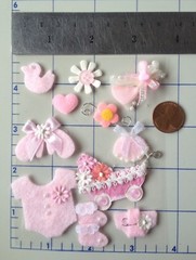 12 Baby girl pink babies girls Handmade Pieces shower favors Scrapbooks Cards