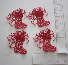 5 SML FRILLY CHRISTMAS STOCKING cardstock paper die cut embellishments scrapbook