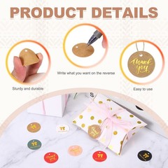 100 Pcs 1 Inch Thank You Gift Tags Round Paper Labels with String Brown