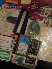 Scrapbook & Card Lot Rub-ons, Stickers, Printer Paper, Scissors, Paper Crimper