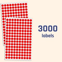 Bulk 3000 Pack of Red Round Dot Stickers – 0.375″ Labels for Easy Organization