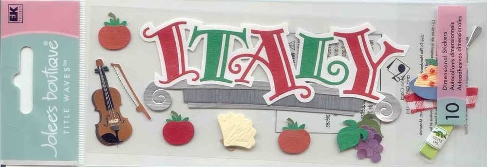 Vintage Jolee’s ITALY Music Food Wine Theme 3-D stickers 67232 Fast FREE ship!