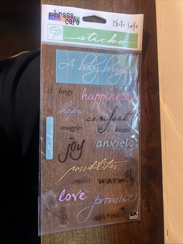Sticko A BABY BRINGS Quotes Girl Boy Hugs Scrapbook Stickers Craft Love Infant