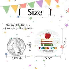 1.5 Inch 500 PCS Teacher Appreciation Stickers Thank You for All You Do Books