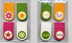 Pebbles HAPPY (4) MAGNETIC CLIPS scrapbooking DOUBLE-SIDED crafts bookmark