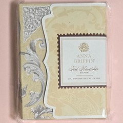 Anna Griffin SILVER FOIL FLOURISHES – AG432 – 100 Embellishment Stickers – NEW