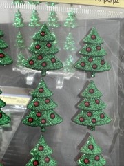3 Recollections CHRISTMAS Red & Green Glitter Christmas Trees 16 Pc/pz New