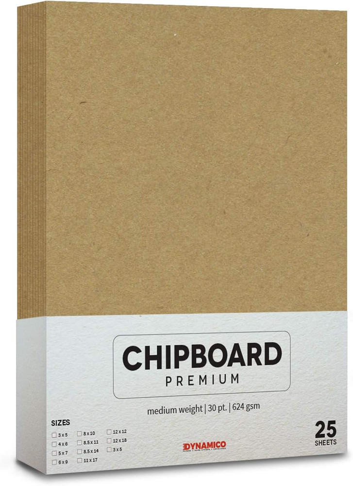 25 Sheets of Chipboard, 30Pt (Point) Medium Weight Cardboard .030 Caliper Thickn
