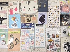 Cat Lover Gift Kittens HUGE NEW LOT Stickers Keychain Patches Notebook Charms