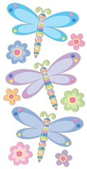 Scrapbooking Crafts Stickers Sandylion Dragonflies Flowers Gems Pastel Blue Pink